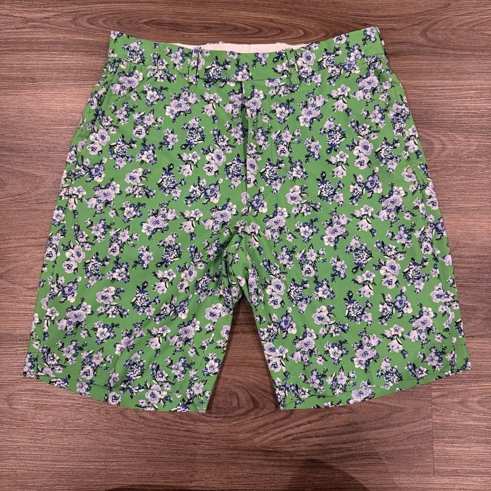Ralph Lauren RLX Shorts Mens 30 Green Floral Hawaiian Golf Stretch Tropical